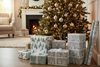 12m (3x4m) Christmas Gift Wrapping Paper - White Green Nordic Trees Houses