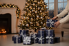 8m (2x4m) Gift Wrapping Paper - Navy Blue Silver Snowflakes Merry Christmas