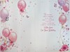 Sister Birthday Card - Pink Lilac Balloons Flowers Butterflies & Gold Foil 9x6"
