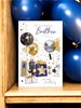 Brother Birthday Card & Insert Blue Gift Bag Black Gold Silver Balloons Foil 9x6