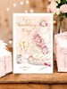 Wedding Day Card with Verse - Pink Rose Cake with Champagne Glasses Foil 9x6"