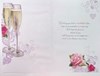 Open Wedding Anniversary Card - Champagne Glasses Flowers Gold Foil Verse 9x6"
