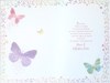 Daughter Birthday Card & Insert - Pink Green Lilac Butterflies Silver Foil 9x6"