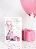 Niece Birthday Card - Pink Presents and Balloons with Silver Foil 9x6"