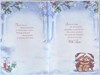 Grandson & Partner Christmas Card - Bears on Bench with Verse & Silver Foil 9x6"