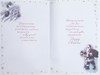 Son Christmas Card - Traditional Santa Robin on Gate in Snow Silver Foil 9x6"