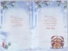 Grandson & Partner Christmas Card - Bears on Bench with Verse & Silver Foil 9x6"