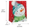 Set of 3 Medium Christmas Gift Bags with Glitter Tag - Red with Snowman