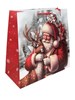 Set of 2 Midi Jumbo Christmas Gift Bags Ribbon Handle Tag - Santa & Reindeer