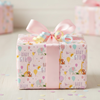 New Baby Girl Gift Wrapping Paper 1 Sheet & Matching Tag - Animals & Balloons