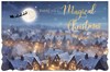 Box of 12 Large Christmas Cards - Santa and Sleigh Illuminated Houses Gold Foil