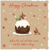 Box Of 12 Scenic Premium Inserted Christmas Cards - Robins & Xmas Pudding
