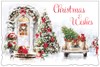Box of 12 Large Christmas Cards - Xmas Tree Outside House with White Door Foil