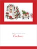Box of 12 Large Christmas Cards - Xmas Tree Outside House with White Door Foil