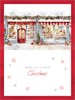 Box of 12 Large Christmas Cards - Festive Village Shop with Red Foil
