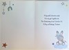 Grandson Christening Card - Rabbit on Moon with Cross Stars Glitter & Foil 9x6"