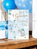 Great Grandson Christening Card - Elephant with Balloons Glitter and Foil 9x6"