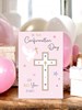 Confirmation Day Card - Pink with White Dove and Cross with Gold Foil 7.5x5.25"