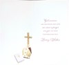 Daughter Confirmation Day Card - Holy Bible Cross and Pink Foil 8.75x4"