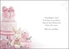 Jonny Javelin Granddaughter Christening Day Card - Pink Cake White Rabbit 9x6.25