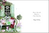 Jonny Javelin Floral Birthday Card - Garden Bench Birds & Silver Foil 7.25x5.5"