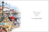 Jonny Javelin Open Male Birthday Card - Scenic Seaside Fishing Boats 7.25x5.5"