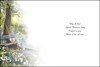 Jonny Javelin Loss of Husband Sympathy Card - Bench Under Tree by River 7.25x5.5