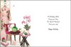 Jonny Javelin Open Female Birthday Card - Pink Orchid on Table & Kimono 7.25x5.5