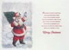 Godfather Christmas Card - Traditional Santa Carrying Tree & Gold Foil 7.5x5.25"