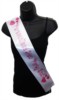 White Personalised Hen Party Girls Night Out Satin Ribbon Sash - Pink Glasses