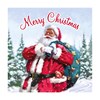 Pack of 12 Square Foil Christmas Cards - Traditional Santa & Xmas Tree