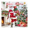 Pack of 12 Square Foiled Christmas Cards - Jolly Santa Father Christmas