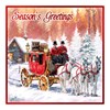 Pack of 12 Square Scenic Christmas Cards - Horse Drawn Stagecoach with Red Foil