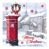 Pack of 12 Traditional Scenic Christmas Cards - Post Box & Xmas Tree Red Foil