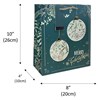 Medium Christmas Gift Bag - Green with Mistletoe Baubles and Gold Foil 10x8"