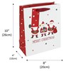 Medium Christmas Gift Bag - White with Three Santa's and Red Foil Gift Tag 10x8"
