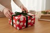 16m (4x4m) Christmas Gift Wrapping Paper - Red with Santa Faces Green Stars