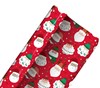 8m (2 x 4m) Cute Christmas Gift Wrap Paper Roll - Santa Faces and Green Stars