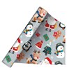 8m (2 x 4m) Cute Christmas Gift Wrap Paper Roll - Silver with Santa Penguin Tree