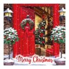 Pack of 12 Square Christmas Cards - Xmas Tree Wreath on Front Door with Foil