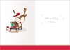 Baby's First Christmas Card - Reindeer with Sleigh & Foil 7.5" x 5.25"