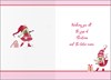 Great Granddaughter Christmas Card - Pink Elfs with foil  7.25x5.5"