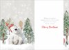 Great Grandson Christmas Card - White Polar Bear with Trees &Red Foil 7.25x 5.5"
