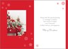 Niece & Husband Christmas Card - Santa & Garland on Red Dresser Gold 7.5x5.25"