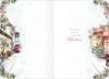 Auntie & Uncle Christmas Card - Village Street in Snow with Red Foil 7.5x5.25"