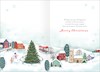 Niece & Family Christmas Card - Xmas Tree Village Scene Red Foil 7.5x5.25"