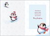 Grandchildren Christmas Card - Penguins on Snowboards with Blue Foil 7.5x5