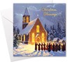 Pack of 12 Religious Square Christmas Cards with Gold Foil - Church at Night