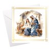 Pack of 12 Religious Square Christmas Cards with Gold Foil - Mary and Joseph