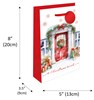 Small Christmas Gift Bag - Wreath on Red Door with Red Foil Finish & Tag 8x5"